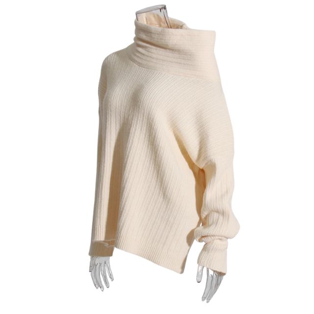 50% RABAT | Sivora™ | Damen Strickpullover mit Asymmetrischem Kragen und Rippenmuster  [Rabat på sidste dag]