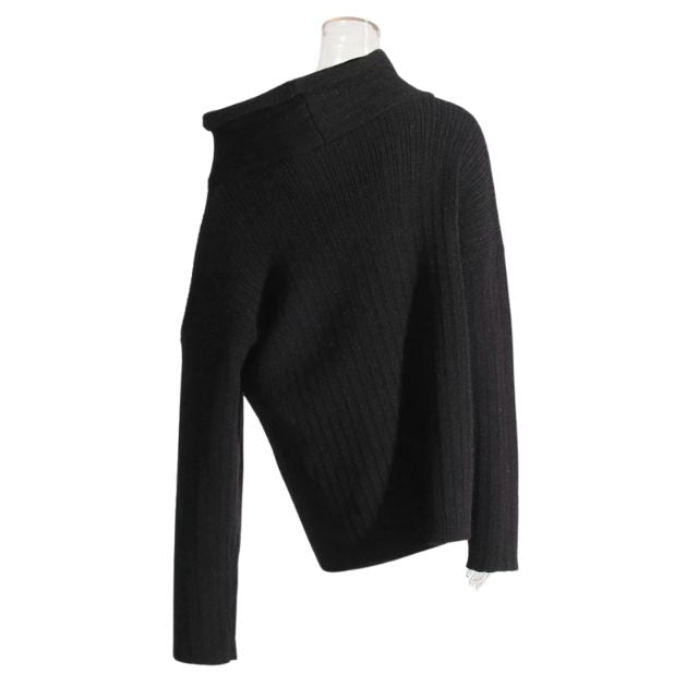 50% RABAT | Sivora™ | Damen Strickpullover mit Asymmetrischem Kragen und Rippenmuster  [Rabat på sidste dag]