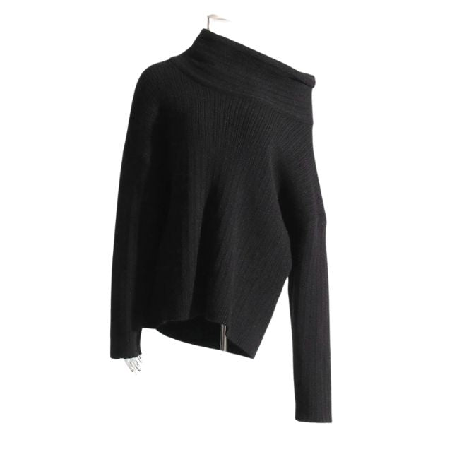 50% RABAT | Sivora™ | Damen Strickpullover mit Asymmetrischem Kragen und Rippenmuster  [Rabat på sidste dag]