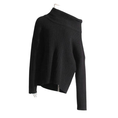 50% RABAT | Sivora™ | Damen Strickpullover mit Asymmetrischem Kragen und Rippenmuster  [Rabat på sidste dag]