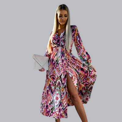 Lana™ | Wickel-Maxikleid mit Beinschlitz in verschiedenen Designs