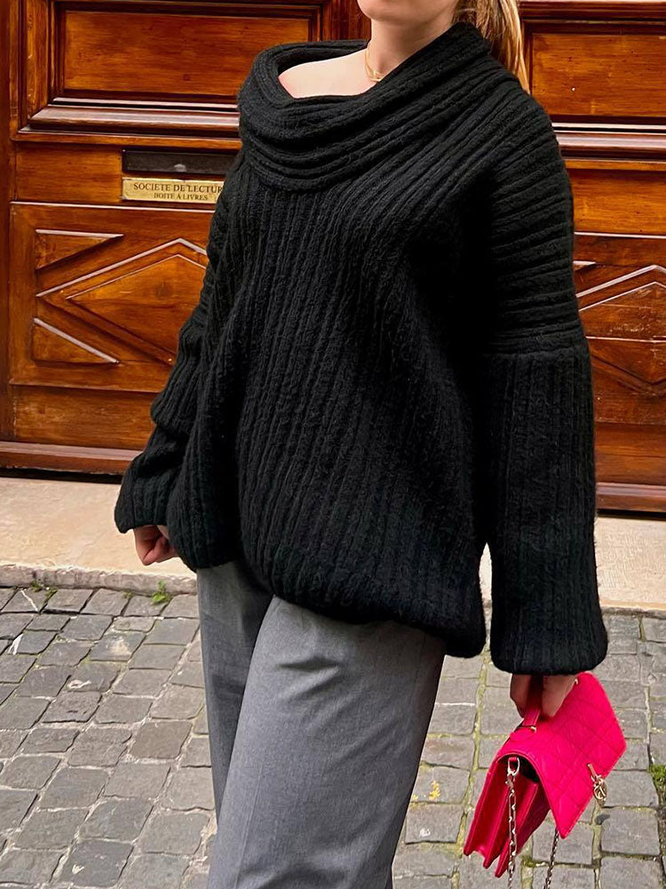 Oversize-Pullover mit weitem Ausschnitt | Gemütlicher Chic | Femininer Stil