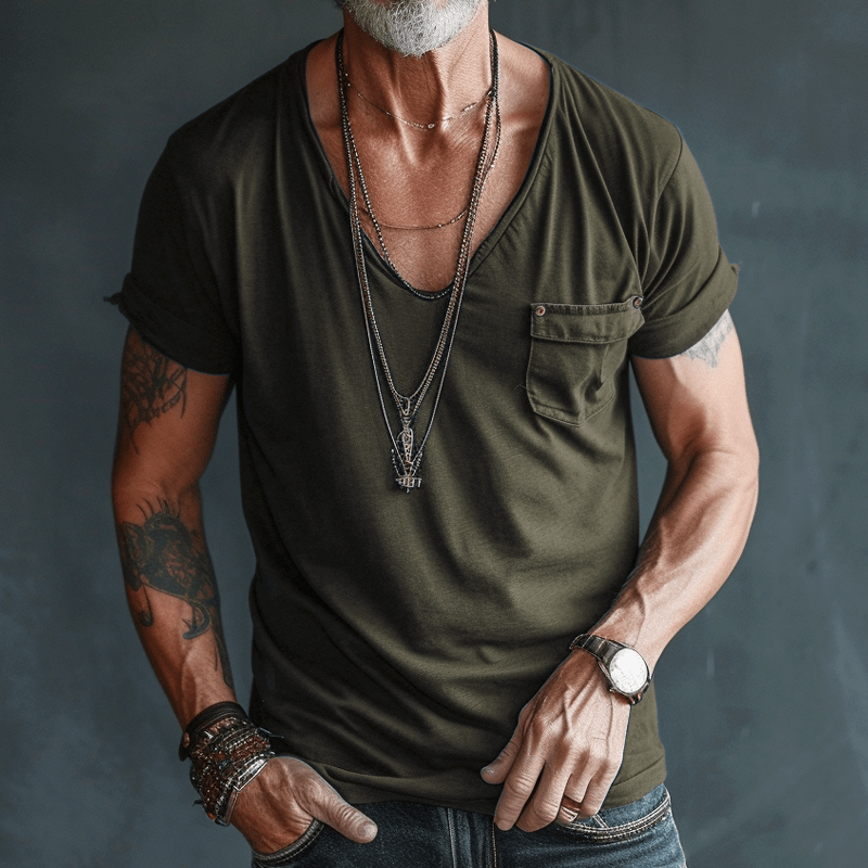 Paul | Herren T-Shirt V-Ausschnitt aus Kämmerstoff für Männer