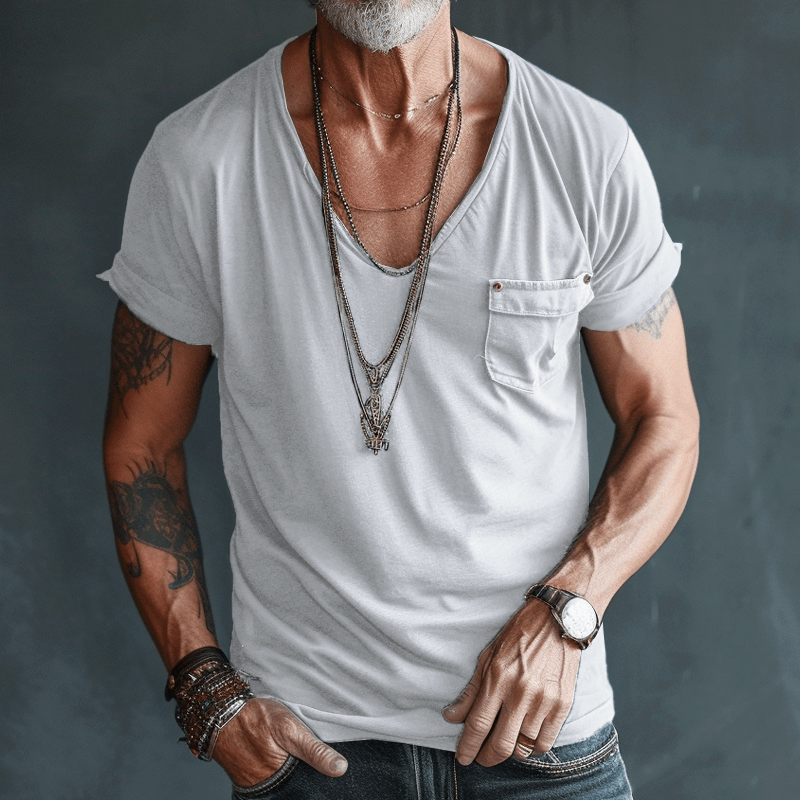 Paul | Herren T-Shirt V-Ausschnitt aus Kämmerstoff für Männer