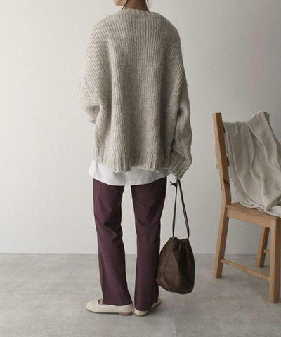 Oversized Strickpullover | Grobstrick & Tasche | Lässiger Komfort