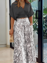 Hennie - Lässiges, locker sitzendes Set mit Print für Damen in Schwarz