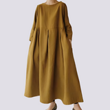 Veronica - Lockeres Kleid mit Taschen für Damen in Gelb