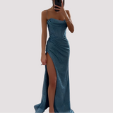 Bonnie - Elegantes Maxikleid mit Schlitz in Blau