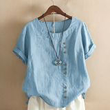 Noelle - Elegante, weit geschnittene Bluse mit Knöpfen in Blau