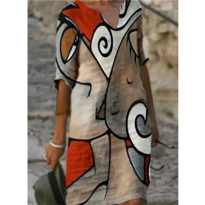 Pepijn | Mini Kleid mit Blumendesign und V-Ausschnitt für Damen