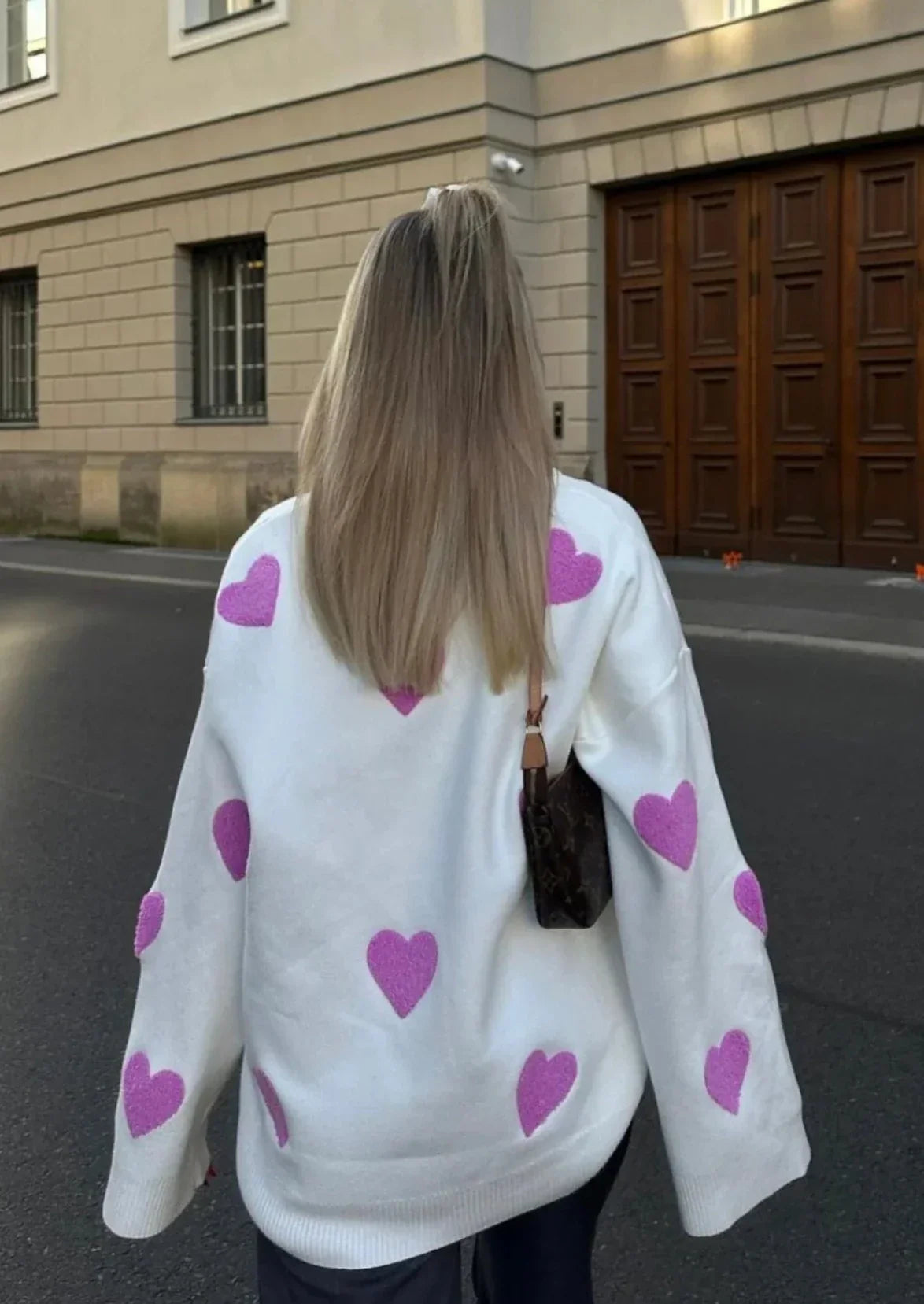 Übergroßer Pullover mit Herzmotiv | Weich und bequem | Verspielter Stil