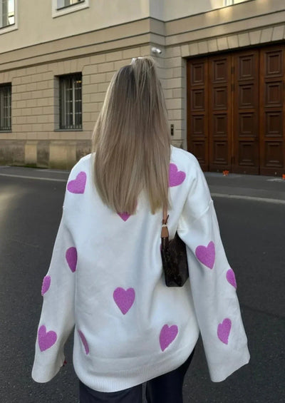 Übergroßer Pullover mit Herzmotiv | Weich und bequem | Verspielter Stil