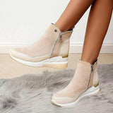 Orthopädische Leder Damen Stiefeletten - Emma in Beige