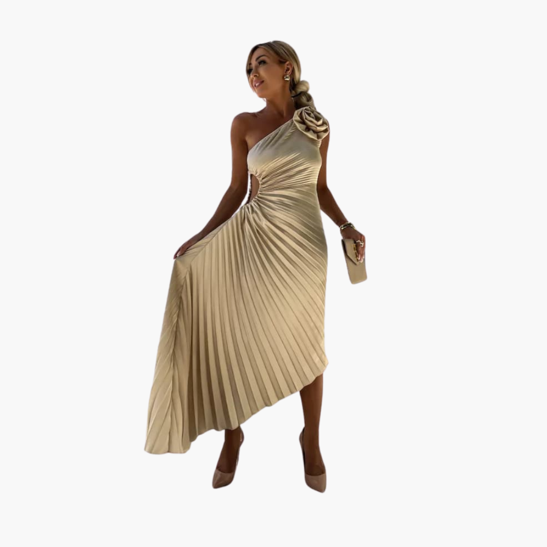 Romantisches Midikleid für Damen – 3D Blumenapplikationen