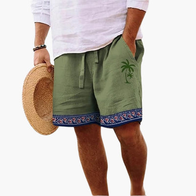 Herren Badeshorts Sommer mit Kordelzug und Palmenmuster