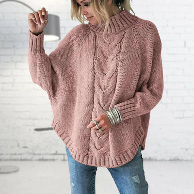 Strick Rollkragenpullover mit Batwing Ärmeln