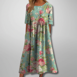 Gail – Florales Damen Maxikleid in Grün