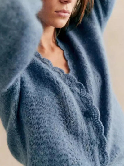Feinstrick-Cardigan mit Wellensaum | Feminine Eleganz | Zartes Design