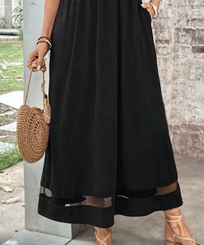 Elegantes Maxikleid | Transparente Ärmel & fließender Schnitt | Stilvolle Raffinesse