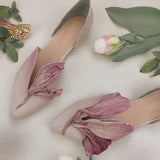 Jennifer - Stilvolle flache Damenschuhe mit Blumenmuster in Rosa