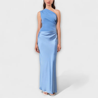Elissa | Elegantes Ein-Schulter Falten Maxi Kleid