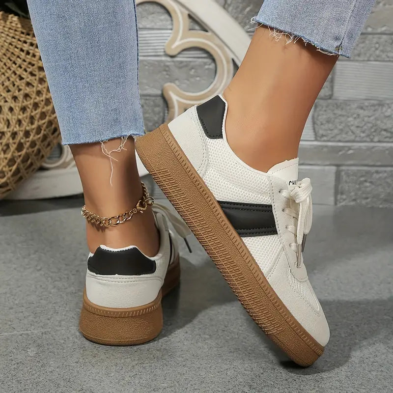 Imke - Stilvolle Sportliche Turnschuhe Mit Schnürung Und Plateauschuhen