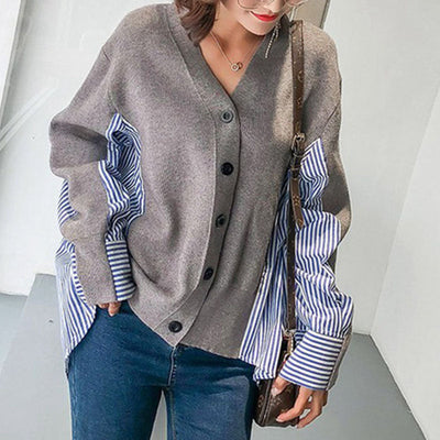 Kontrast-Cardigan | Streifeneinsätze | Moderner Stil