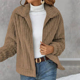 Hannah | Kurze und Moderne Damen Strick-Strickjacke in Khaki