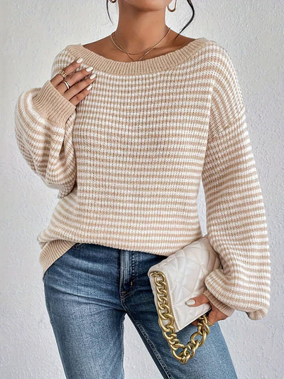 Gestreifter Oversize-Pullover | Lässig & Elegant | Off-Shoulder-Look