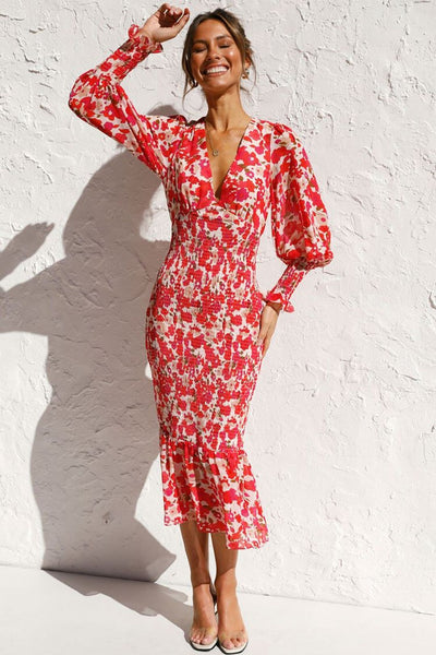 Midikleid mit Blumenmuster | Feminin und Eleganz | Romantischer Stil