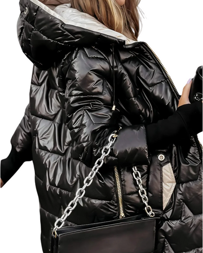 Nolwen | Eleganter Wintermantel mit Kapuze und Wattierung