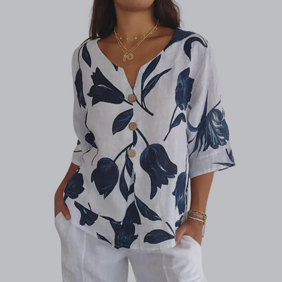 Athalie™ | Blumen-Knopfbluse