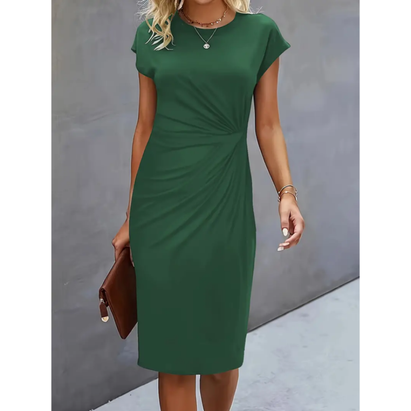 Elegantes Midi-Kleid Damen Kurzarm – Business & Anlass