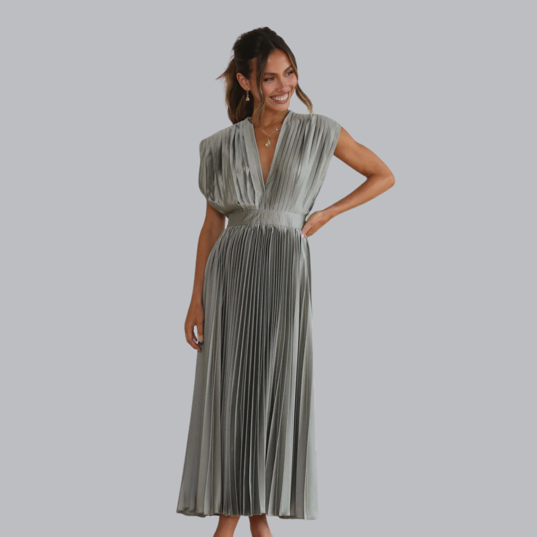 Engelmara™ | Elegantes Plisseekleid mit V-Ausschnitt