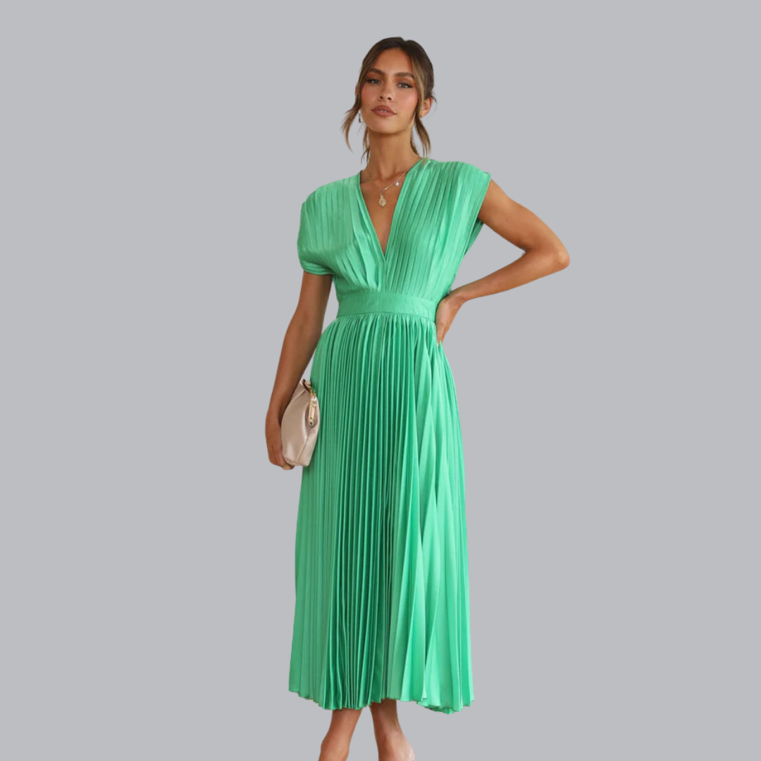 Engelmara™ | Elegantes Plisseekleid mit V-Ausschnitt
