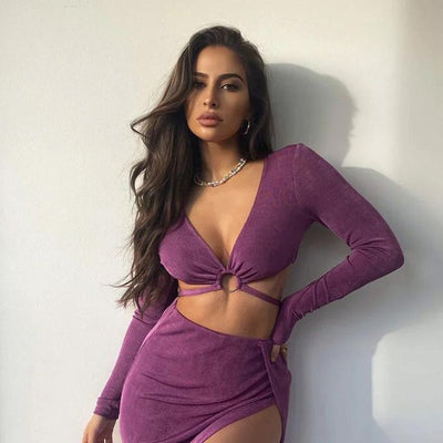 Zweiteiliges Set mit Cut-Outs | Sexy und Elegant | Hoher Schlitz