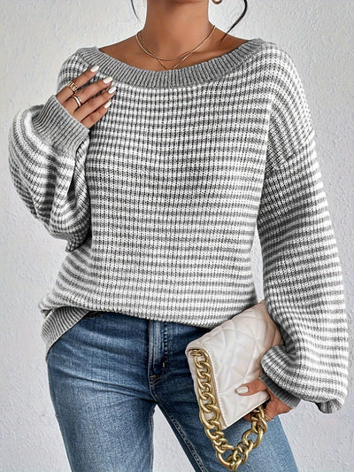 Gestreifter Oversize-Pullover | Lässig & Elegant | Off-Shoulder-Look