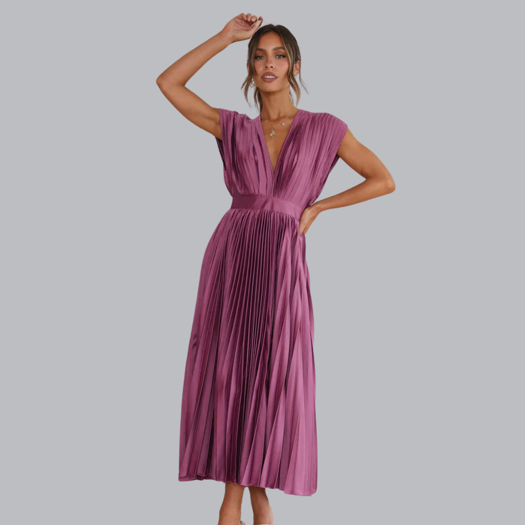 Engelmara™ | Elegantes Plisseekleid mit V-Ausschnitt