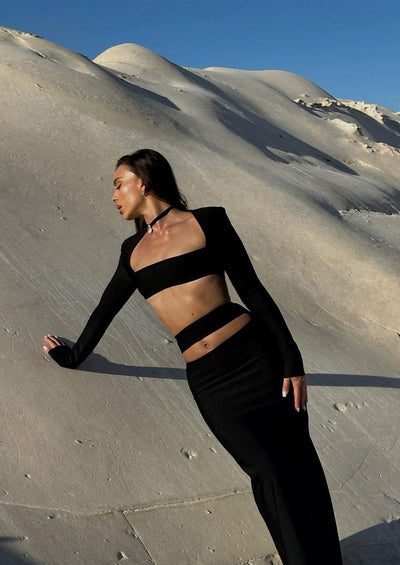 Elegantes Zweiteiler-Set | Sexy Top & Maxi-Rock | Zeitlose Raffinesse