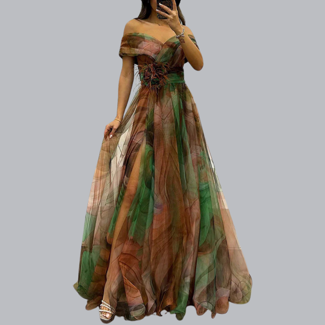 Rike™ | Schulterfreies Maxikleid mit elegantem Premium-Stoff