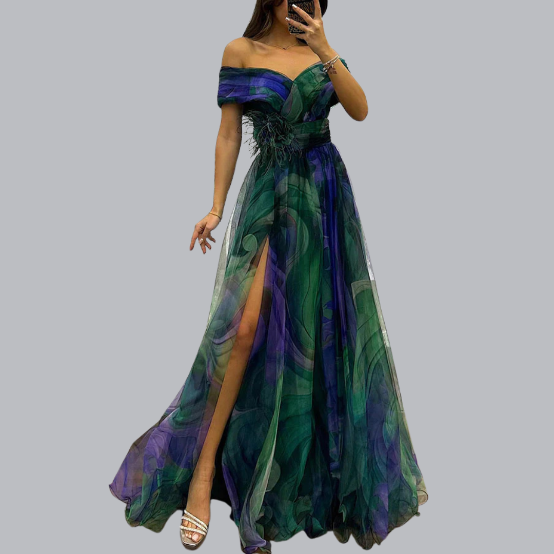 Rike™ | Schulterfreies Maxikleid mit elegantem Premium-Stoff