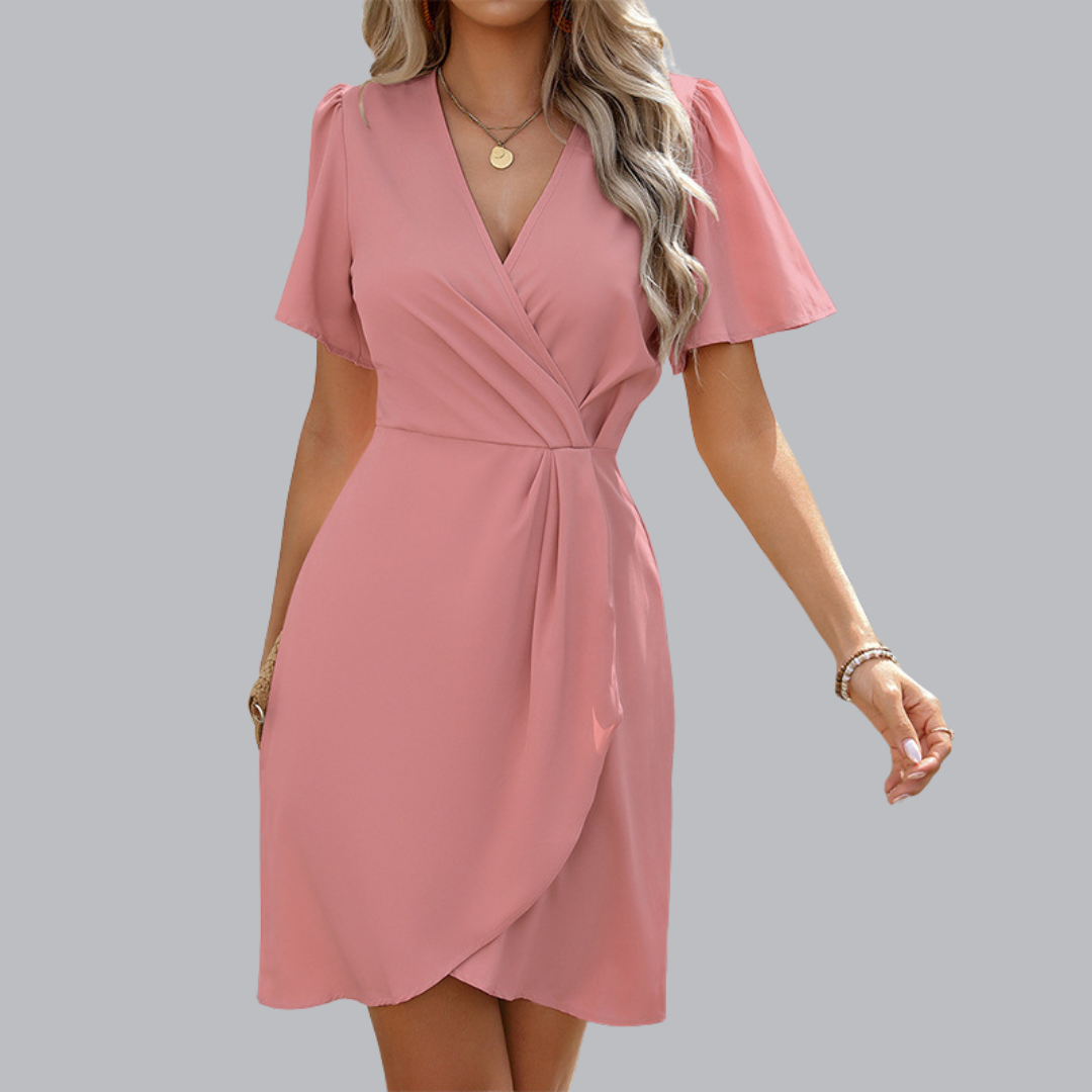 Ermengard™ | Schickes Wickelkleid mit V-Ausschnitt