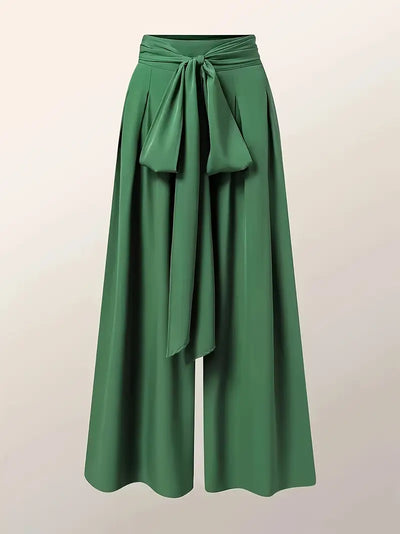 Iris - Schicke einfarbige Hose mit weitem Bein und Gürtel