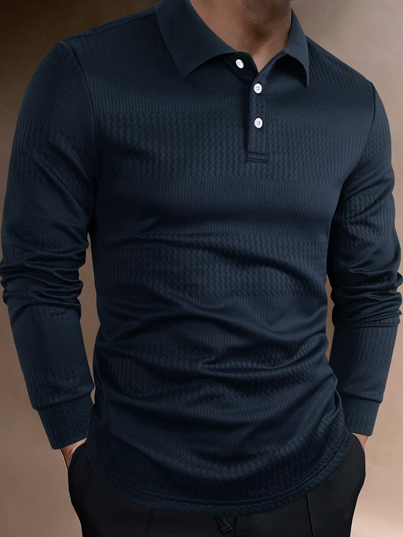 Herren Strukturiertes Langarm-Poloshirt | Slim Fit & Vielseitig | Smarter Look