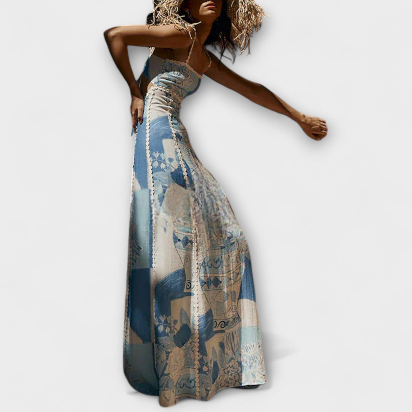 Terazza Ric Rac - Slip Flared Leinen Maxikleid