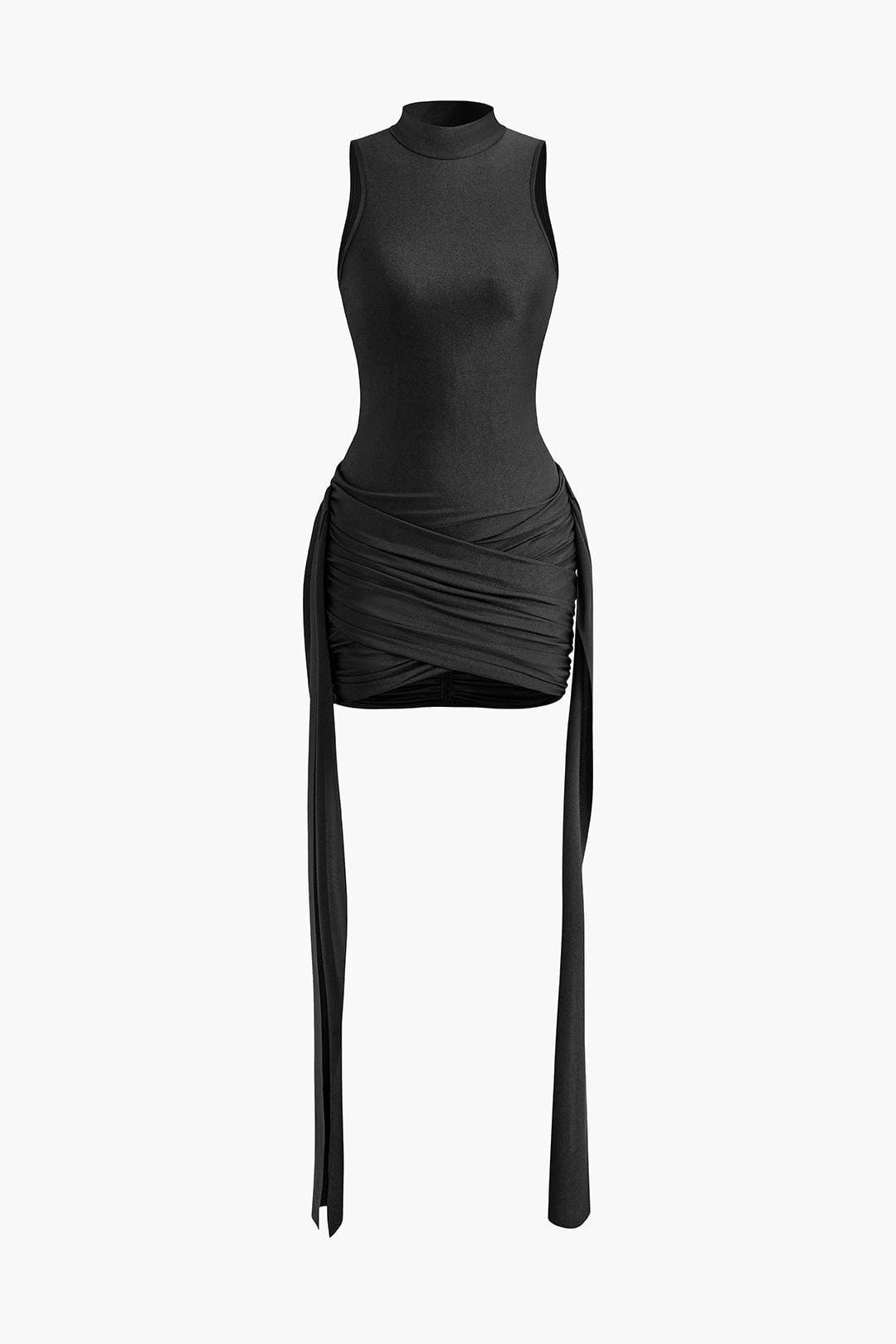 Vera | Elegantes High-Neck Bodycon Minikleid mit Drapierung