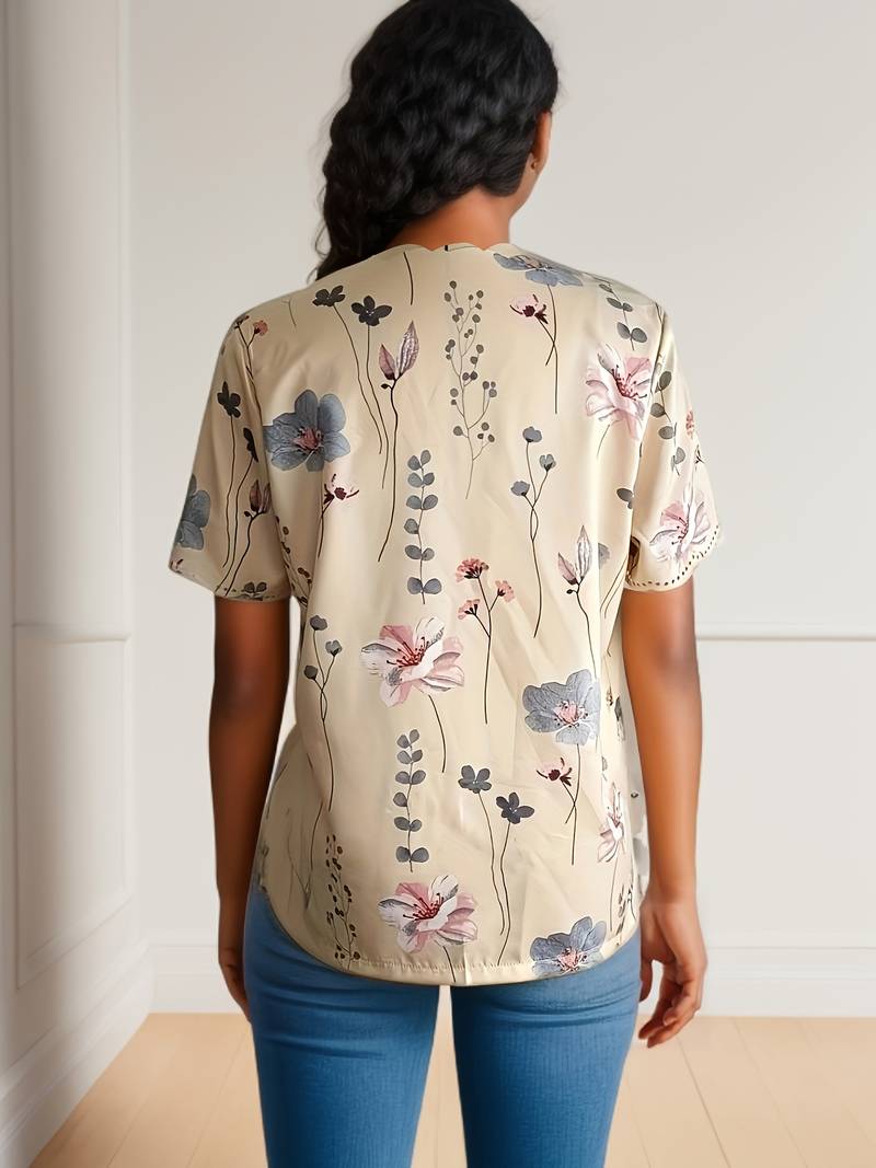 Karina - Blumendruck Bluse Frühlingshafte Eleganz