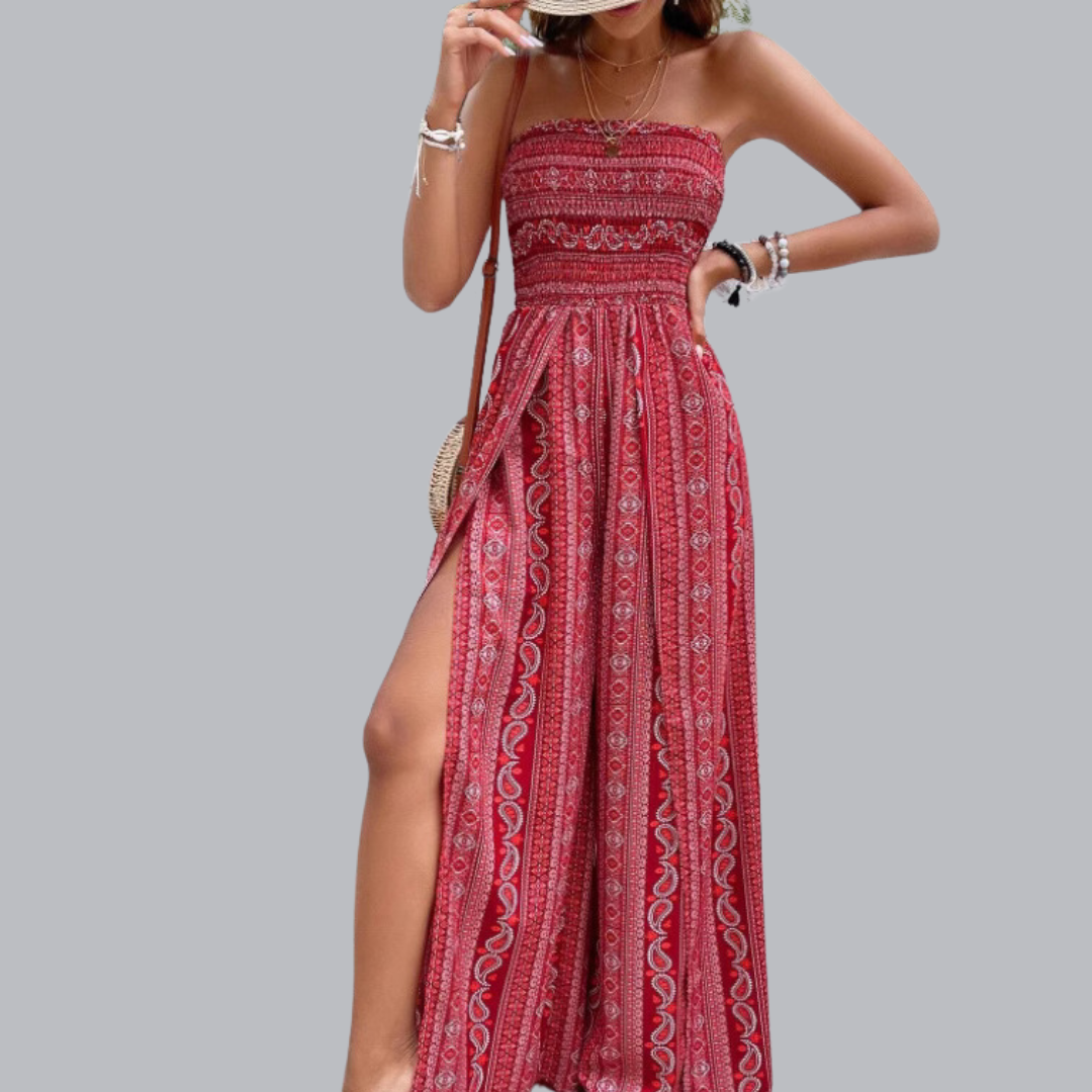Liana™ | Boho-Maxikleid mit Schlitz & Bandeau-Design