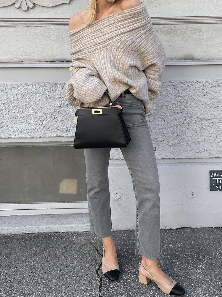 Oversize-Pullover mit weitem Ausschnitt | Gemütlicher Chic | Femininer Stil