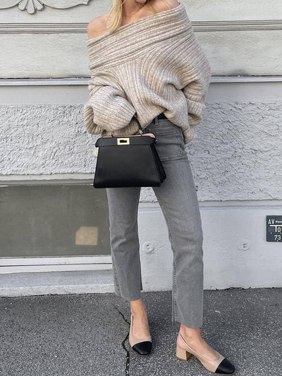 Oversize-Pullover mit weitem Ausschnitt | Gemütlicher Chic | Femininer Stil